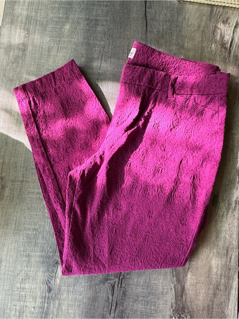 fuchsia magenta old navy pixie embossed damask  pants sz 14